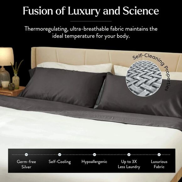 NEW Miracle Made Cotton Bed Sheets NASA Cooling Queen Stone Gray Sheet Set - Picture 2 of 3